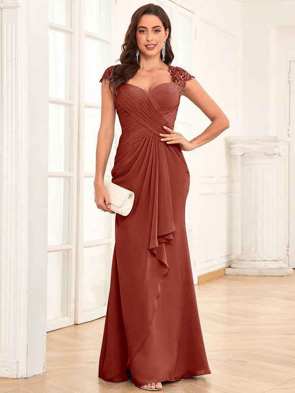 Sheath/Column Sweetheart Floor-Length Mother of the Bride Dresses With Ruffles