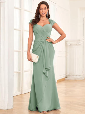 Sheath/Column Sweetheart Floor-Length Mother of the Bride Dresses With Ruffles