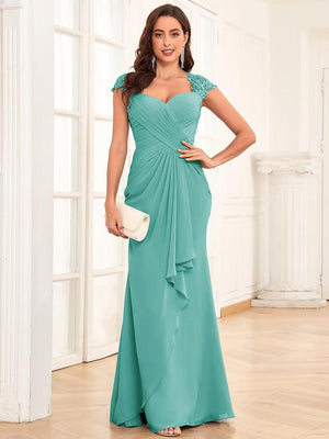 Sheath/Column Sweetheart Floor-Length Mother of the Bride Dresses With Ruffles