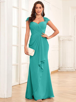 Sheath/Column Sweetheart Floor-Length Mother of the Bride Dresses With Ruffles