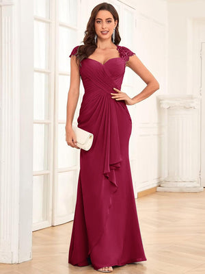 Sheath/Column Sweetheart Floor-Length Mother of the Bride Dresses With Ruffles