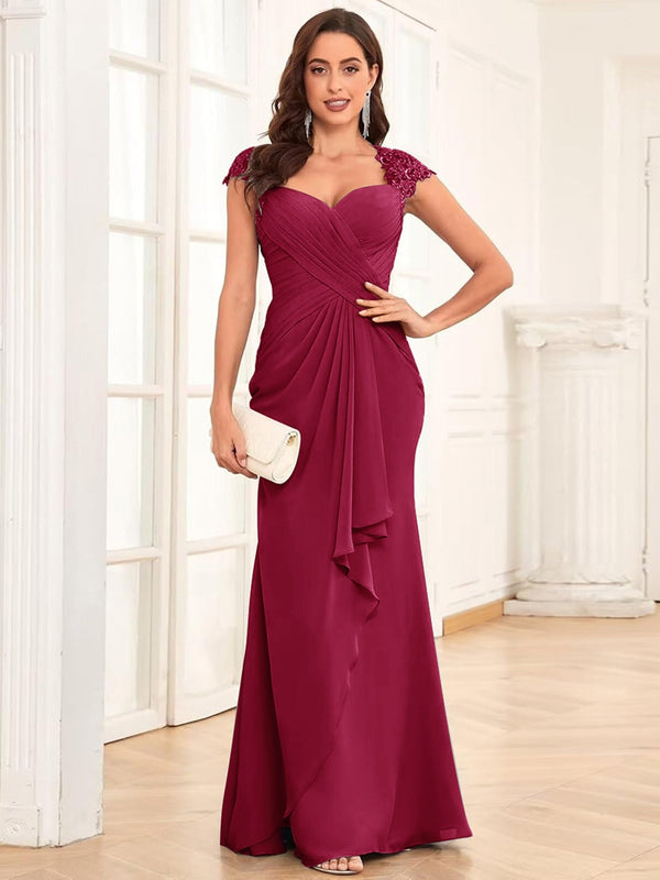 Sheath/Column Sweetheart Floor-Length Mother of the Bride Dresses With Ruffles