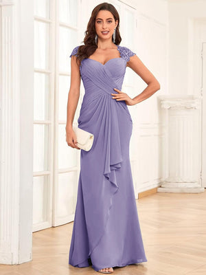 Sheath/Column Sweetheart Floor-Length Mother of the Bride Dresses With Ruffles