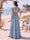 A-Line/Princess V-Neck Sleeveless Floor-Length Bridesmaid Dresses With Split Side & Ruffles