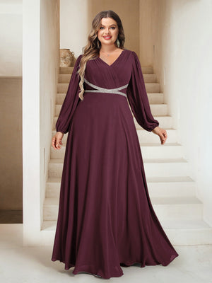 A-Line/Princess V-Neck Floor-Length Plus Size Mother of the Bride Dresses