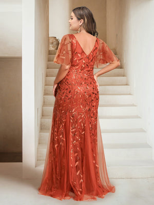 Sheath/Column V-Neck Floor-Length Appliques Long Evening Dress