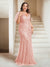 Sheath/Column V-Neck Floor-Length Appliques Long Evening Dress
