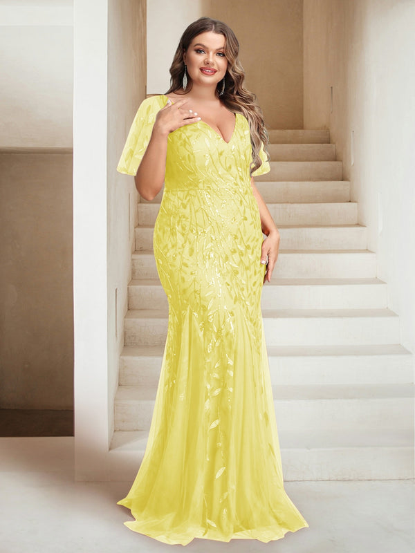 Sheath/Column V-Neck Floor-Length Appliques Long Evening Dress
