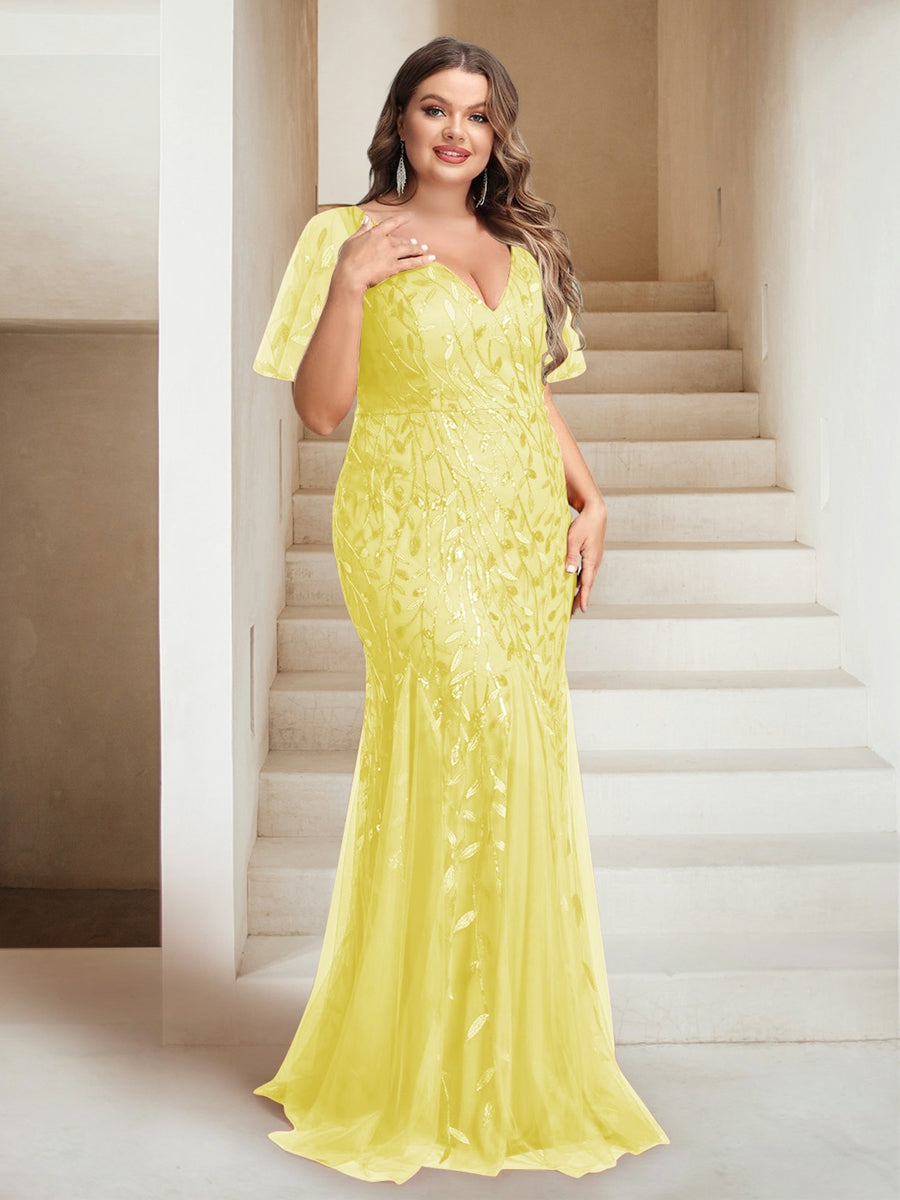 Sheath/Column V-Neck Floor-Length Appliques Long Evening Dress