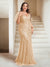 Sheath/Column V-Neck Floor-Length Appliques Long Evening Dress