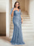 Sheath/Column V-Neck Floor-Length Appliques Long Evening Dress