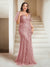 Sheath/Column V-Neck Floor-Length Appliques Long Evening Dress