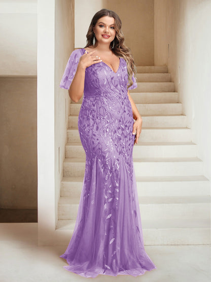 Sheath/Column V-Neck Floor-Length Appliques Long Evening Dress