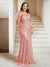 Sheath/Column V-Neck Floor-Length Appliques Long Evening Dress