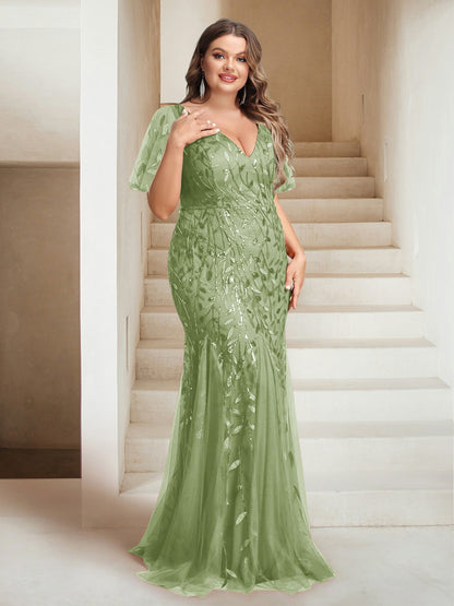 Sheath/Column V-Neck Floor-Length Appliques Long Evening Dress