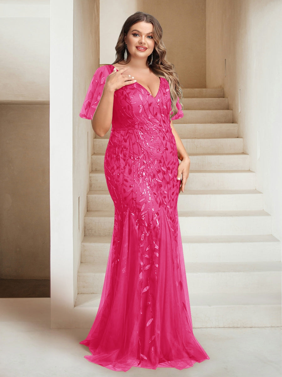 Sheath/Column V-Neck Floor-Length Appliques Long Evening Dress