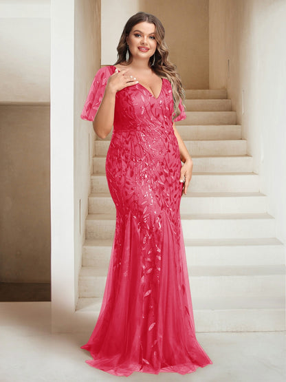 Sheath/Column V-Neck Floor-Length Appliques Long Evening Dress