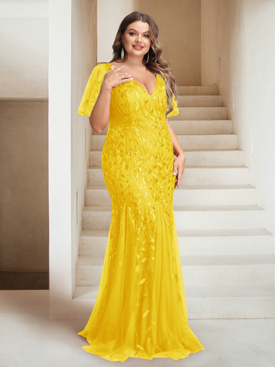 Sheath/Column V-Neck Floor-Length Appliques Long Evening Dress