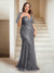 Sheath/Column V-Neck Floor-Length Appliques Long Evening Dress