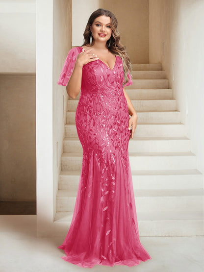 Sheath/Column V-Neck Floor-Length Appliques Long Evening Dress