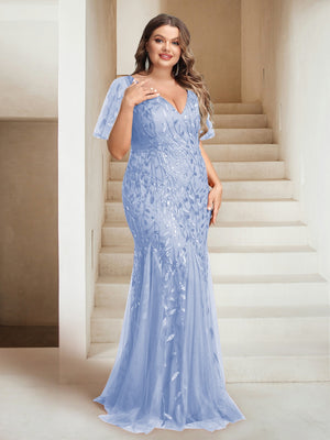 Sheath/Column V-Neck Floor-Length Appliques Long Evening Dress