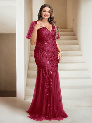 Sheath/Column V-Neck Floor-Length Appliques Long Evening Dress