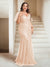 Sheath/Column V-Neck Floor-Length Appliques Long Evening Dress