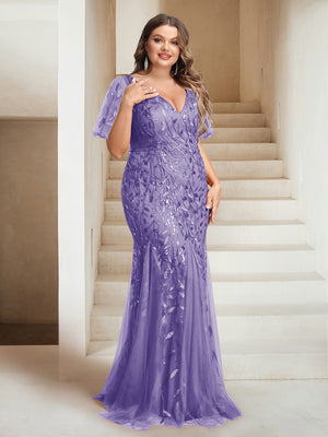 Sheath/Column V-Neck Floor-Length Appliques Long Evening Dress
