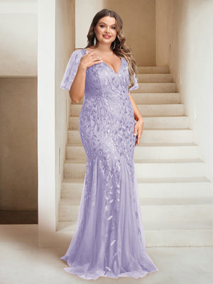 Sheath/Column V-Neck Floor-Length Appliques Long Evening Dress