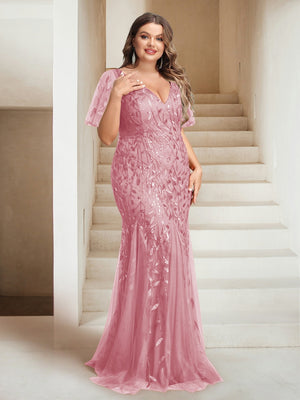 Sheath/Column V-Neck Floor-Length Appliques Long Evening Dress