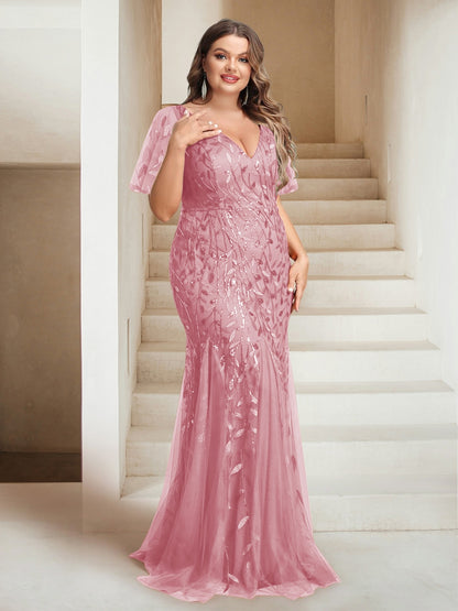Sheath/Column V-Neck Floor-Length Appliques Long Evening Dress