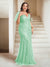 Sheath/Column V-Neck Floor-Length Appliques Long Evening Dress