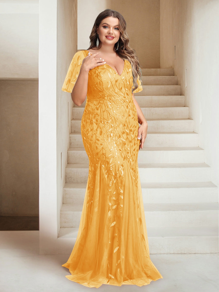 Sheath/Column V-Neck Floor-Length Appliques Long Evening Dress
