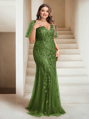 Sheath/Column V-Neck Floor-Length Appliques Long Evening Dress