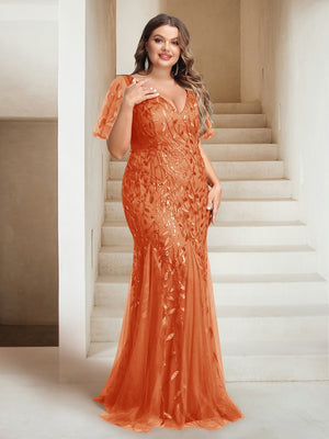 Sheath/Column V-Neck Floor-Length Appliques Long Evening Dress
