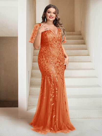 Sheath/Column V-Neck Floor-Length Appliques Long Evening Dress