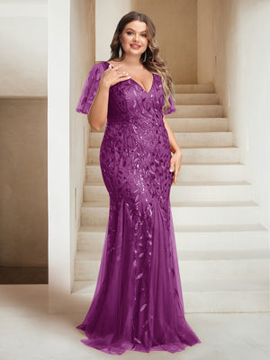 Sheath/Column V-Neck Floor-Length Appliques Long Evening Dress