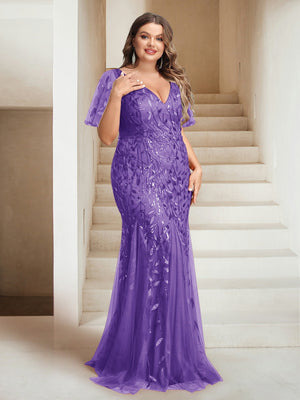 Sheath/Column V-Neck Floor-Length Appliques Long Evening Dress