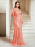 Sheath/Column V-Neck Floor-Length Appliques Long Evening Dress