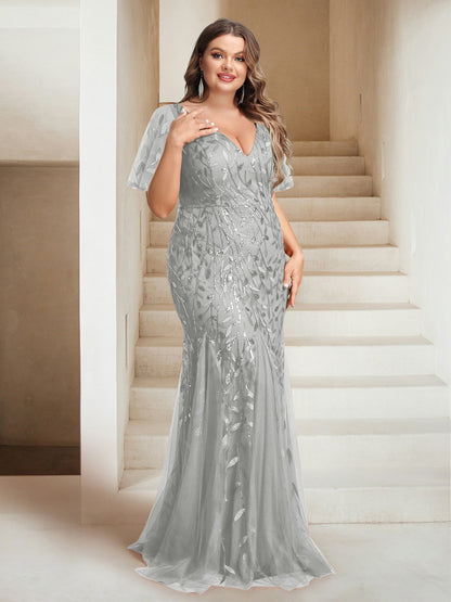 Sheath/Column V-Neck Floor-Length Appliques Long Evening Dress