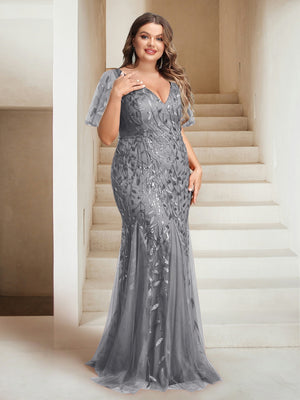 Sheath/Column V-Neck Floor-Length Appliques Long Evening Dress