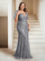 Sheath/Column V-Neck Floor-Length Appliques Long Evening Dress