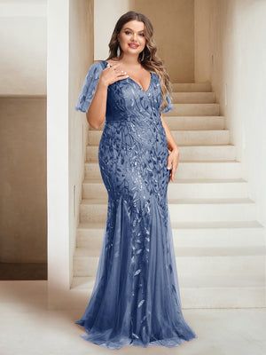 Sheath/Column V-Neck Floor-Length Appliques Long Evening Dress