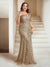 Sheath/Column V-Neck Floor-Length Appliques Long Evening Dress