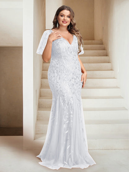 Sheath/Column V-Neck Floor-Length Appliques Long Evening Dress