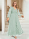A-Line/Princess V-Neck Ankle-Length Long Sleeves Plus Size Bridesmaid Dresses
