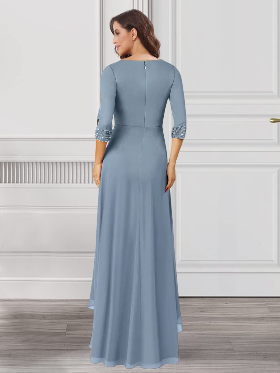A-Line/Princess V-Neck 3/4 Sleeves Mother of the Bride Dresses With Ruffles