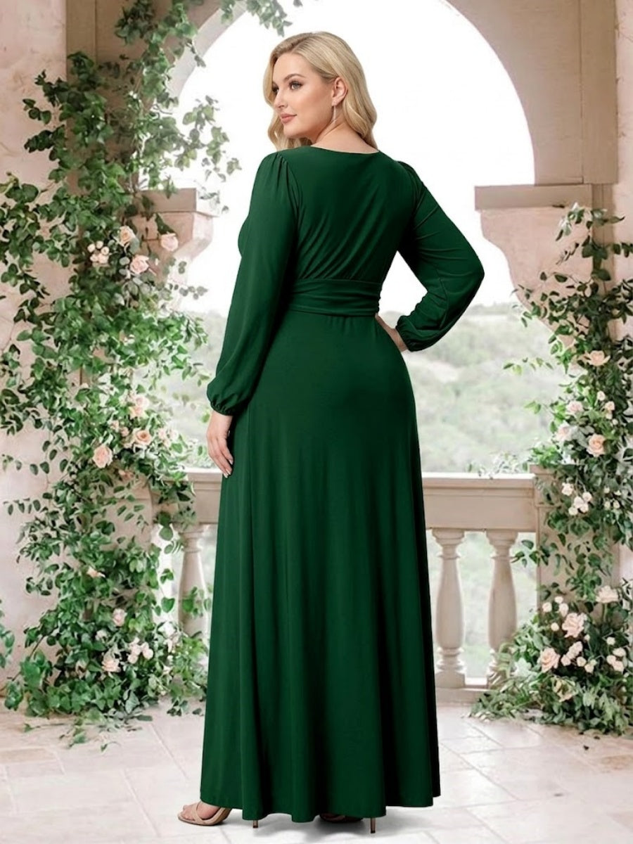A-Line/Princess Sweetheart Long Sleeves Chiffon Plus Size Bridesmaid Dresses with Sash