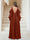 A-Line V-Neck Long Sleeves Plus Size Bridesmaid Dresses with Split