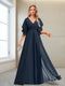 A-Line/Princess V-Neck Floor-Length Half Sleeves Mother of the Bride Dresses